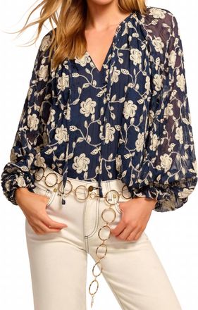Ramy Brook Lily Nola V-Neck Blouse In Navy