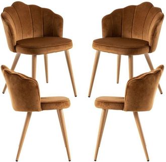 Regalos Miguel Regalos Miguel - Packs Sillas Comedor - Pack 4 Sillas Blume Terciopelo - Marr&oacute;n Claro