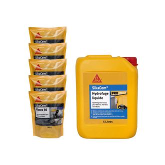 Sika Sika - Masonry Pack - 5x Cem Fibre 30 300g Cem Liquid Water Repellent 5l