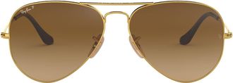Ray-Ban Unisex Aviator Sunglasses, Gold (Frames: Gold, Gläser: Polarized Brown Course Light 001/M2), L UK