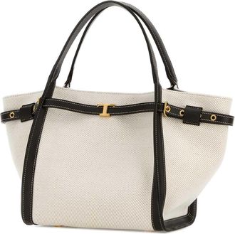 Tod's Womens Shopping Tote White Fabric