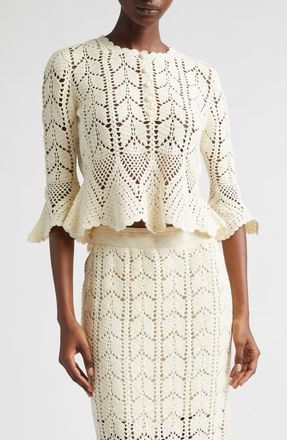 Zimmermann Awaken Button Front Crochet Top in Cream at Nordstrom, Size 3