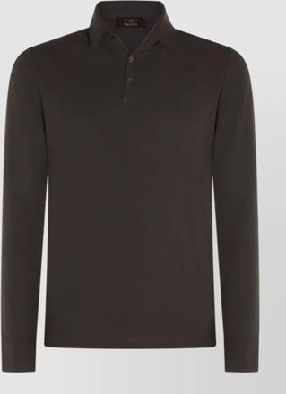 Zanone long sleeve polo shirt button collar
