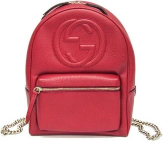 Gucci Pre-owned Leather gucci-bags - Dames - Vintage Rugzakken - Rood - ONE Size - Vintage
