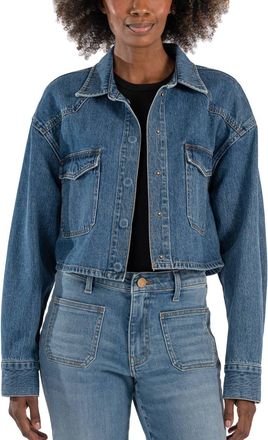 Kut from the Kloth Billie Crop Denim Jacket In Blue