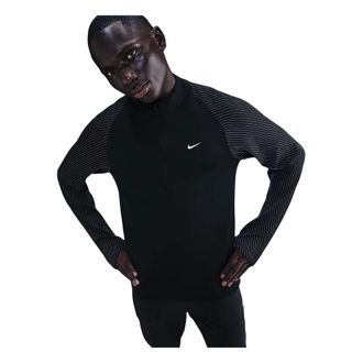 Nike Dri-FIT 1/2-Zip Running Top with Reflective Accents - Heren - Sport - Zwart - Maat: M Spandex