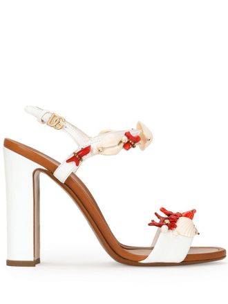 Dolce & Gabbana 105 mm Keira sandalen met geborduurd koraal - Wit
