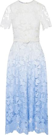 Oscar De La Renta Ombr&eacute; Peony guipure blouse - women - Silk/Viscose/Cotton - 8 - Blue