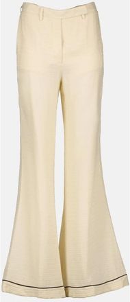 Prada Zijden Flared Broek - Dames - Wijde Broeken - Beige - XS - Broeken