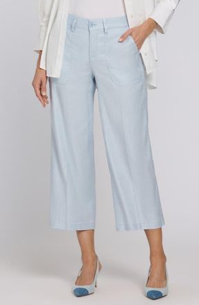 NYDJ Wide Leg Crop Linen Blend Pants in Blue Clover at Nordstrom, Size 00P
