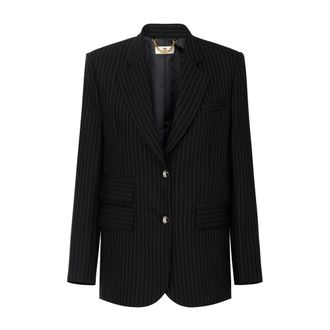 Elisabetta Franchi Pinstripe Blazer - Dames - Jassen - Zwart - Maat: S Wol