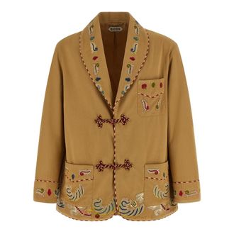 Bode Feather Runner Smoking Jacket - male - Bode - Blazers - Beige - 2XL - Jackets