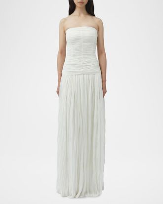 SIMKHAI Danielle Strapless Crinkle Jersey Bustier Gown