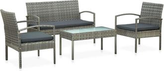 vidaXL Vidaxl - Set Divani da Giardino 4 pz con Cuscini in Polyrattan Grigio
