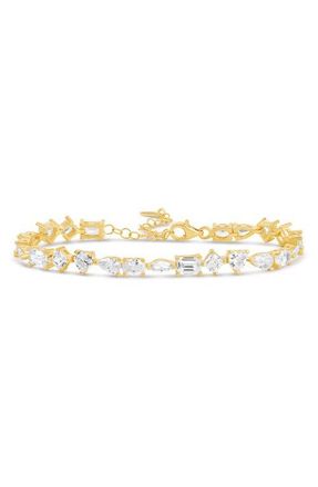 SHYMI Multi Shape Cubic Zirconia Tennis Bracelet in Gold at Nordstrom
