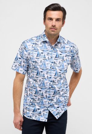 Eterna Kurzarmhemd ETERNA MODERN FIT, Herren, Gr. 39, Normalgr&ouml;ssen, blau, Twill, 100% Baumwolle, tailliert, Hemden Kurzarmhemd, NON IRON (b&uuml;gelfrei)