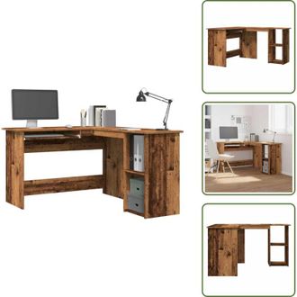 vidaXL The Living Store Scrivania Angolare Legno Antico 120x140x75 cm Legno Multistrato - Scrivania da ufficio
