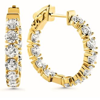 Pompeii3 4.40 Ct TW Huge Diamond Inside Outside Hoops 14k Yellow Gold Lab Grown