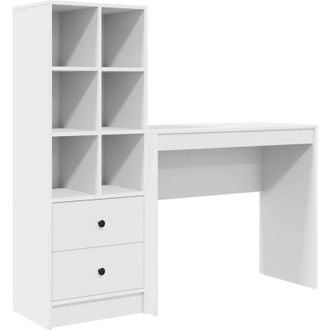 vidaXL Escritorio Con Almacenamiento 2 Pcs Blanco Madera Contrachapada Vidaxl