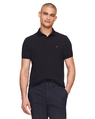 Tommy Hilfiger Mens Short Sleeve Casual Dri Polo Shirts in Regular Fit with Moisture Wicking and Stretch, Desert Sky, Medium