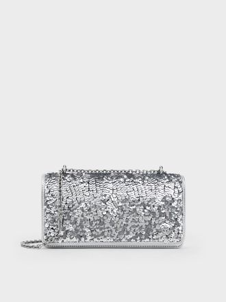 Charles & Keith Paffuto Sequinned Wallet On Chain