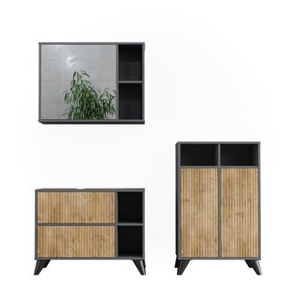 Vicco Conjunto De Muebles De Ba&ntilde;o Leano, Antracita/roble De Monta&ntilde;a, 80 Cm, Juego 2