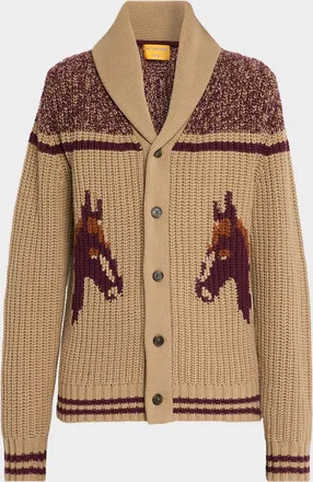 Guest In Residence Men & apos;s Horse-Print Wool-Cashmere Cardigan