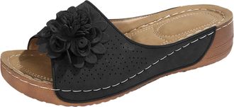 Generic Womens Summer Beach Sandals Dressy Flat Open Toe Platform Shoes with Arch Support Flower Platform Sandals For Casual Walking Outdoor Wear (6.5)