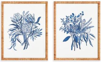 Napa Home & Garden Banksia Bouquet Prints Set of 2 in Blue at Nordstrom, Size Medium