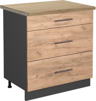 Vicco Mueble bajo de cocina Fame-Line, Roble dorado, 80 cm con 3 cajones, et Roble