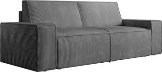 Vente-Unique Sof&aacute; de 3 plazas de terciopelo gris oscuro AMELIA