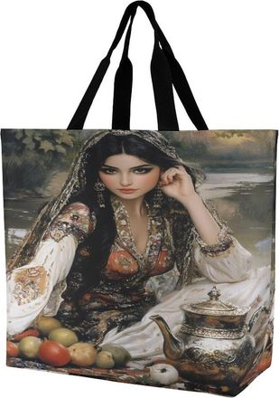 Generic Persian Woman Large Reusable Shopping Bag Lightweight Foldable Tote Bags Washable Shoulder Handbag