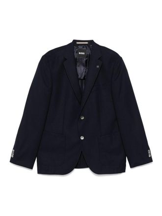 HUGO BOSS Blue Single-Breasted Blazer In Virgin Wool