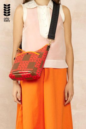 Orla Kiely Womens Orange Cross Carry Crossbody - Lattice Flower Tile Conker - One Size