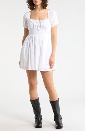 Abound Puff Sleeve Tie Front Minidress in White at Nordstrom Rack, Size X-Small
