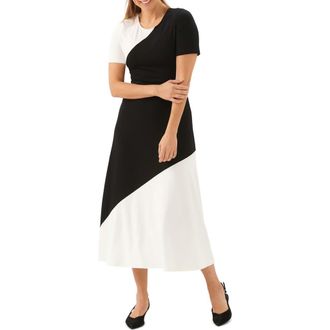 Karen Kane Colorblock Jersey Midi Dress in White/Black at Nordstrom, Size X-Small