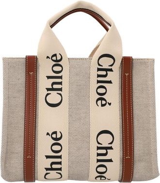 Chloé Beige Shopping Woody Small Tote Bag