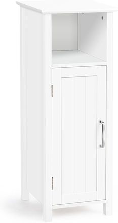 Costway Mobile Bagno 30 X 30 X 80cm, Armadietto Salvaspazio In Legno Con Ante E Ripiani Regolabili Per Cucina, Soggiorno E Corridoio, Mobiletto Spazioso (bian