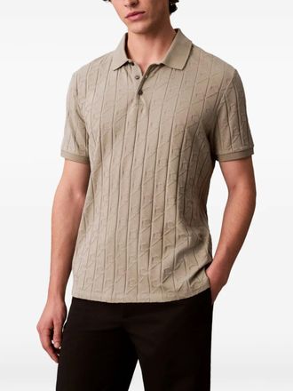 Calvin Klein embossed short-sleeve polo shirt - men - Cotton - L - Neutrals