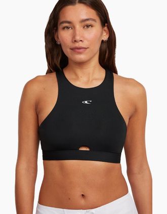 O'Neill Womens ONeill Womens Surf Top Sports Bra Short Sleeve Rash Vest - Black - Size: XL