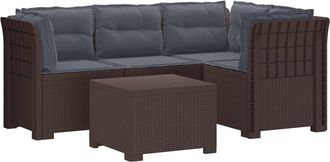 vidaXL Sof&aacute; De Jard&iacute;n Para 4 Personas Con Cojines Y Dise&ntilde;o De Rattan Vidaxl
