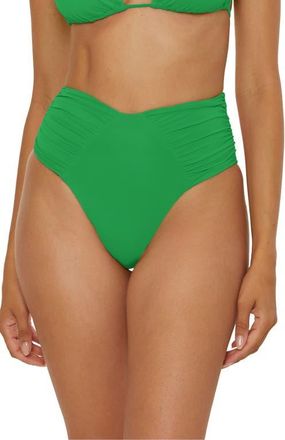 BECCA by Rebecca Virtue Color Code High Cut Bikini Bottoms in Emerald at Nordstrom, Size X-Small