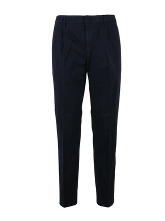 Dondup Blue Ralp Pleated Tailored Stretch Cotton Trousers