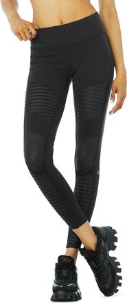 Alo | Moto Legging in Black/Black Glossy, Size: Small