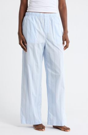 Nordstrom Rack Cotton Poplin Pants in Blue- White Kara Stripe at Nordstrom Rack, Size X-Large