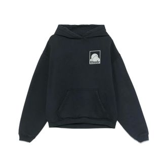 Rhude Hoodies & sweatvesten, Heren, Zwart, 2Xl, Zwarte Sweatshirt met Zak en Fleecevoering