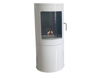 Purline Estufa De Etanol En Acero Puerta De Cristal Templado Blanco