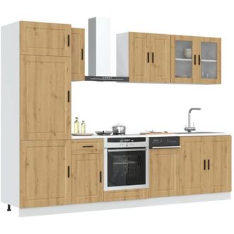 vidaXL Vidaxl - Mueble De Cocina Kalmar 8 Piezas Artesanal Roble