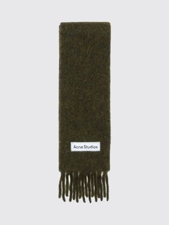 Acne Studios Alpaca and Wool Blend Fringed Scarf with Embroidered Logo