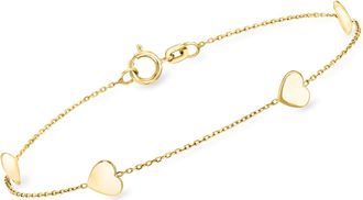 RS Pure by Ross-Simons Italian 14kt Yellow Gold Heart Station Bracelet